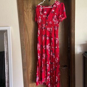 Gorgeous red, wavy floral dress. Great condition!